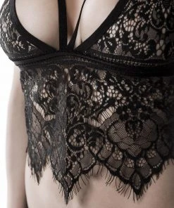 Lingerie Sets Grey Velvet Two-Part Lace Set