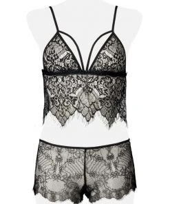 Lingerie Sets Grey Velvet Two-Part Lace Set