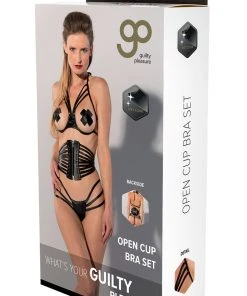 Ladies Fetish Clothing Guilty Pleasure Open Cup Wetlook Lingerie Set
