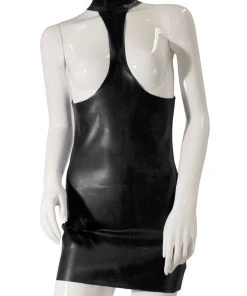 Ladies Fetish Clothing Guilty Pleasure Datex Black Collared Exposure Dress