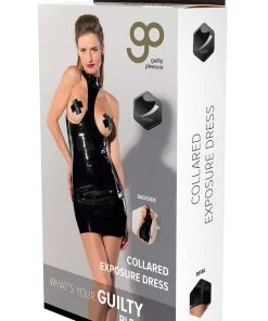 Ladies Fetish Clothing Guilty Pleasure Datex Black Collared Exposure Dress
