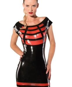 Guilty Pleasure Black Red Latex Dress