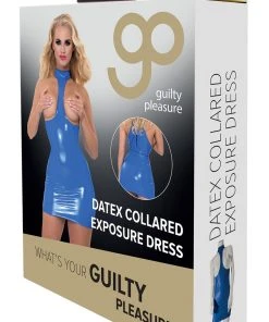 Guilty Pleasure Blue Datex Collared Exposure Dress