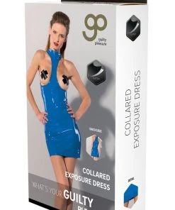 Guilty Pleasure Blue Datex Collared Exposure Dress