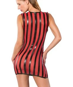 Ladies Fetish Clothing Guilty Pleasure Red Striped Datex Dress