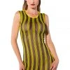 Guilty Pleasure Yellow Striped Datex Dress Ladies Fetish Clothing