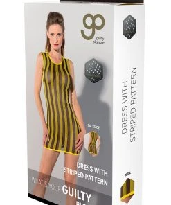 Guilty Pleasure Yellow Striped Datex Dress Ladies Fetish Clothing