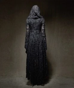 Ladies Gothic Clothing Punk Rave Witchcraft Hooded Dress Q-308