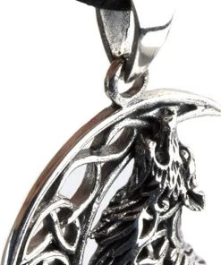 Echt EtNox Howling Wolf In Moon Pendant 925 Silver