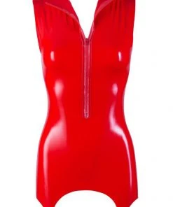 LATE-X Red Latex Basque Ladies Fetish Clothing