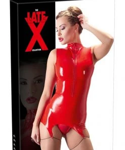 LATE-X Red Latex Basque Ladies Fetish Clothing