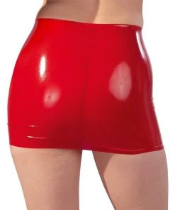 LATE-X Red Latex Mini Skirt