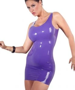 LATE-X Latex Mini Dress Purple Ladies Fetish Clothing