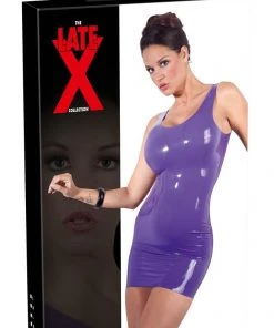 LATE-X Latex Mini Dress Purple Ladies Fetish Clothing