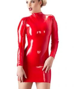 LATE-X Latex Mini Dress Red