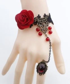 Lace Jewellery Gothic Jewellery Red Rose Lace Slave Bracelet