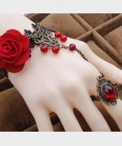 Lace Jewellery Gothic Jewellery Red Rose Lace Slave Bracelet