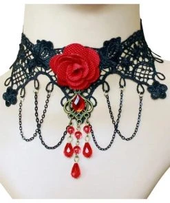 Lace Jewellery Black Lace Red Rose Gothic Choker Gothic Jewellery