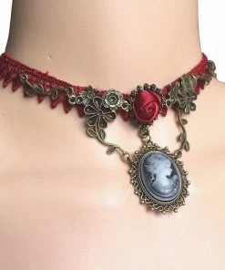 Lace Jewellery Gothic Jewellery Red Lace Gothic Cameo Choker