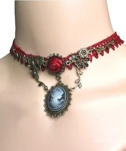 Lace Jewellery Gothic Jewellery Red Lace Gothic Cameo Choker