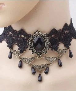 Lace Jewellery Black Lace Rose Frame Filigree Choker
