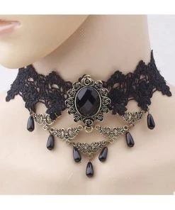 Lace Jewellery Black Lace Rose Frame Filigree Choker