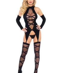 Leg Avenue Camigarter, Stockings And Gloves 8 Leg Avenue Camigarter, Stockings And Gloves