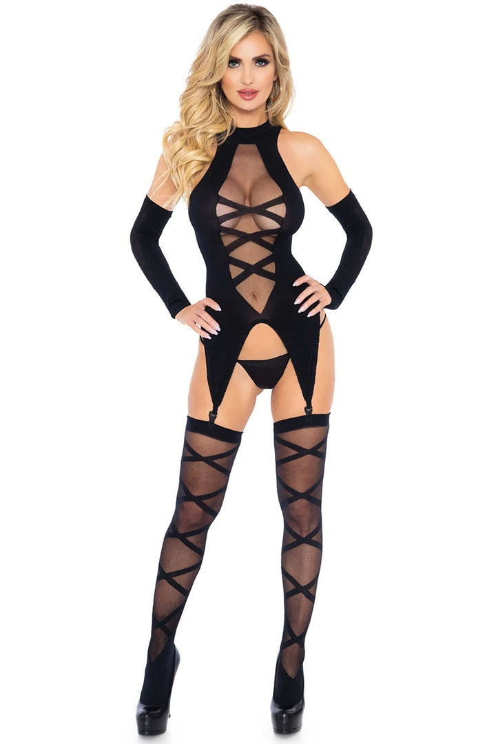 Leg Avenue Camigarter, Stockings And Gloves 5 Leg Avenue Camigarter, Stockings And Gloves