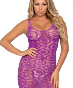 Leg Avenue Daisy Crochet Mini Dress Purple