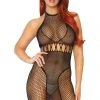 Leg Avenue Halter Duel Net Backless Dress Ladies Fetish Clothing