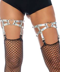 Gothic Accessories Leg Avenue Heart Garter Iridescent
