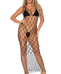 Clubbing Dresses Leg Avenue Hexi Net Maxi Dress