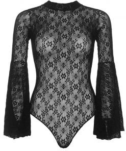 Body, Bodysuits, Teddies Leg Avenue Lace Bell Sleeve Teddy Black