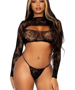 Leg Avenue Lace Crop Top Set Clubbing Dresses