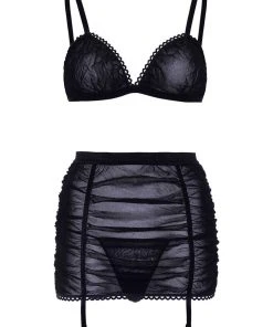 Leg Avenue Mesh Bra Top And Garter Skirt Lingerie Sets