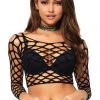 Leg Avenue Net Long Sleeved Crop Top All Ladies Clothing 1 Leg Avenue Net Long Sleeved Crop Top All Ladies Clothing
