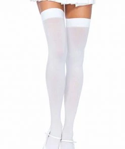 Stockings And Holdups Leg Avenue White Nylon Thigh Highs