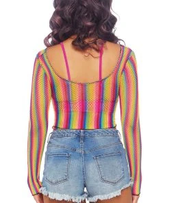 Leg Avenue Rainbow Fishnet Crop Top All Ladies Clothing