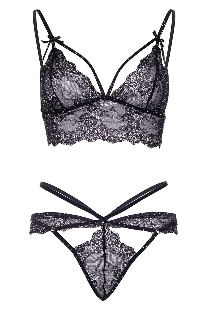 Lingerie Sets Leg Avenue Strappy Bralette And G-string Black 5 Lingerie Sets Leg Avenue Strappy Bralette And G-string Black