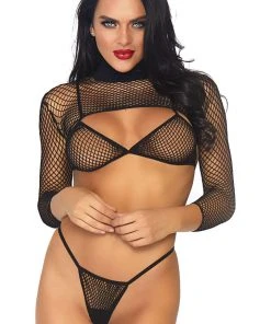 Leg Avenue Top, Thong And Crop Top