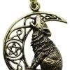 Lisa Parker Jewellery Lisa Parker Moon Gazing Wolf Pendant Bronze