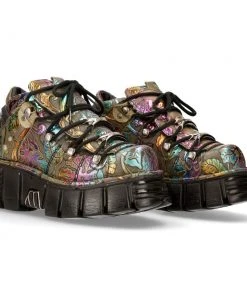 New Rock Boots New Rock Vintage Flower Holo Shoes M-106N-S73
