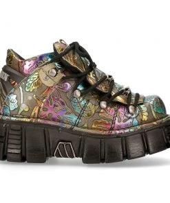 New Rock Boots New Rock Vintage Flower Holo Shoes M-106N-S73