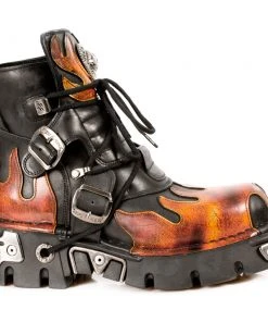 New Rock Boots New Rock Red Flame Ankle Boots, M.288-S1 Gothic Boots