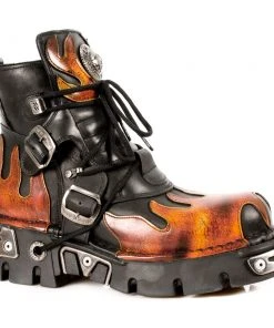 New Rock Boots New Rock Red Flame Ankle Boots, M.288-S1 Gothic Boots