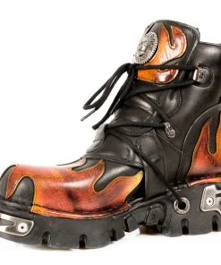 New Rock Boots New Rock Red Flame Ankle Boots, M.288-S1 Gothic Boots