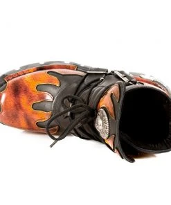 New Rock Boots New Rock Red Flame Ankle Boots, M.288-S1 Gothic Boots