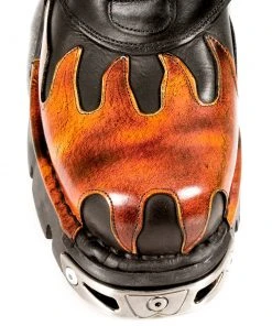 New Rock Boots New Rock Red Flame Ankle Boots, M.288-S1 Gothic Boots