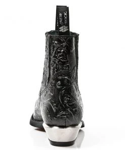 New Rock Boots All Footwear New Rock Black Vintage Flower Ankle Cowboy Boots M.7953-S21