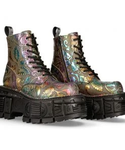 New Rock Boots Gothic Boots New Rock Vintage Flower Multi Holo Boots M.MILI084C-S21